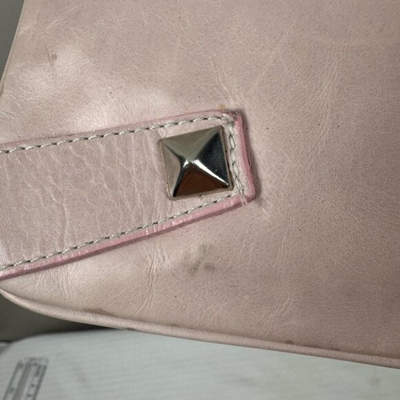 Kooba Blush Pink Leather Wristlet Clutch Studded Chain Glam Feminine Coquette - Picture 6 of 7